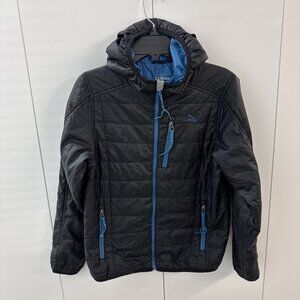 LL Bean Puffer Jacket Youth S - 8 Blue Hooded Primaloft Full Zip Packaway (D17)